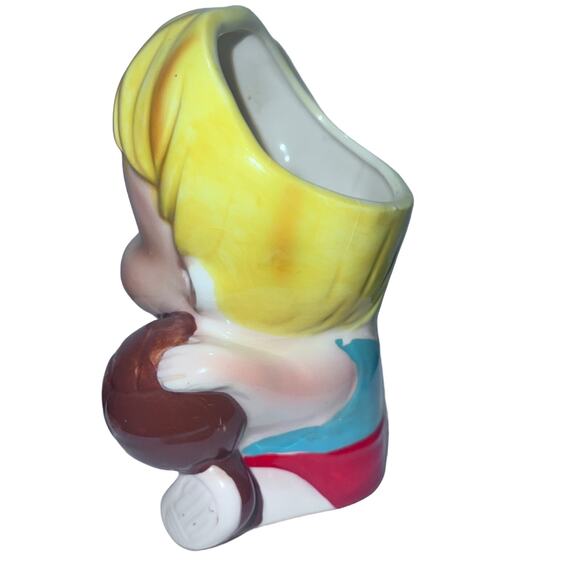 NAPCO Volleyball Boy Head Vase Planter 6775 - Made in Japan, 1950s Vintage - Picture 4 of 6